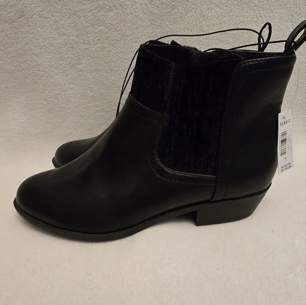 Torrid Black Ankle Booties with Suede Accents
